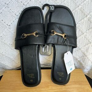 Time and Tru Women's Horsebit Hardware Slide Sandals Size 10 NWT Core Slide